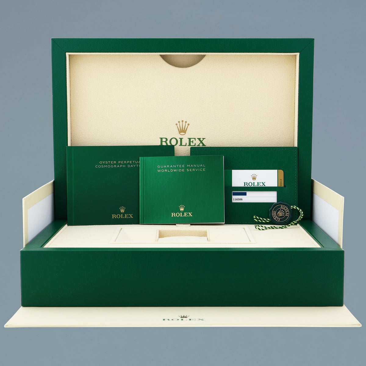 2020 NEW PAPERS Rolex Daytona 116506 Platinum Glacier Blue Diamond Baguette Watch