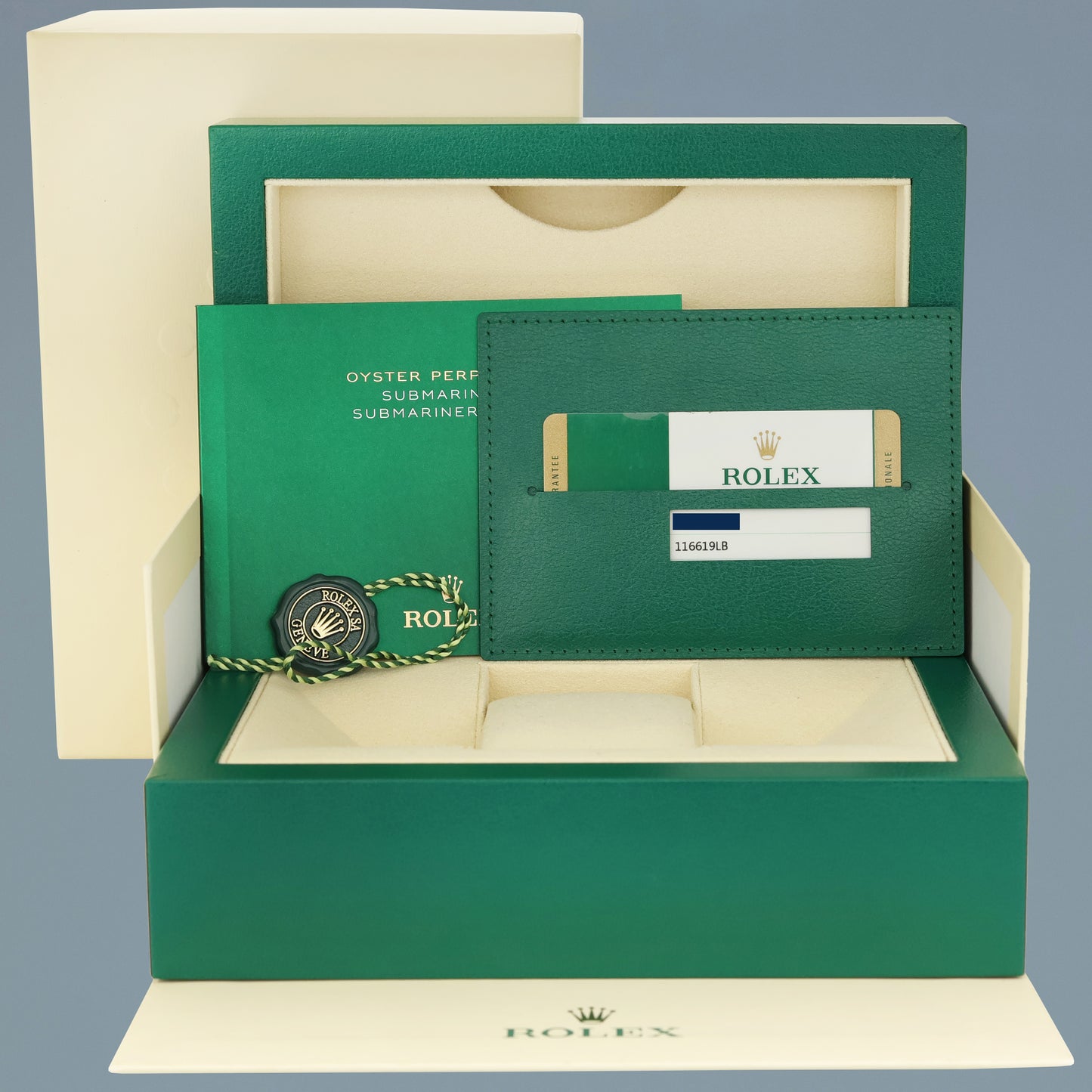 MINT 2017 PAPERS Rolex Submariner Blue Smurf 116619LB White Gold 40mm Watch Box