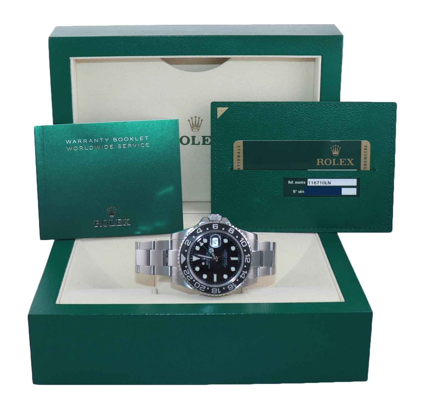 2014 MINT PAPERS Rolex GMT Master II 116710 Steel Ceramic 40mm Black Watch Box