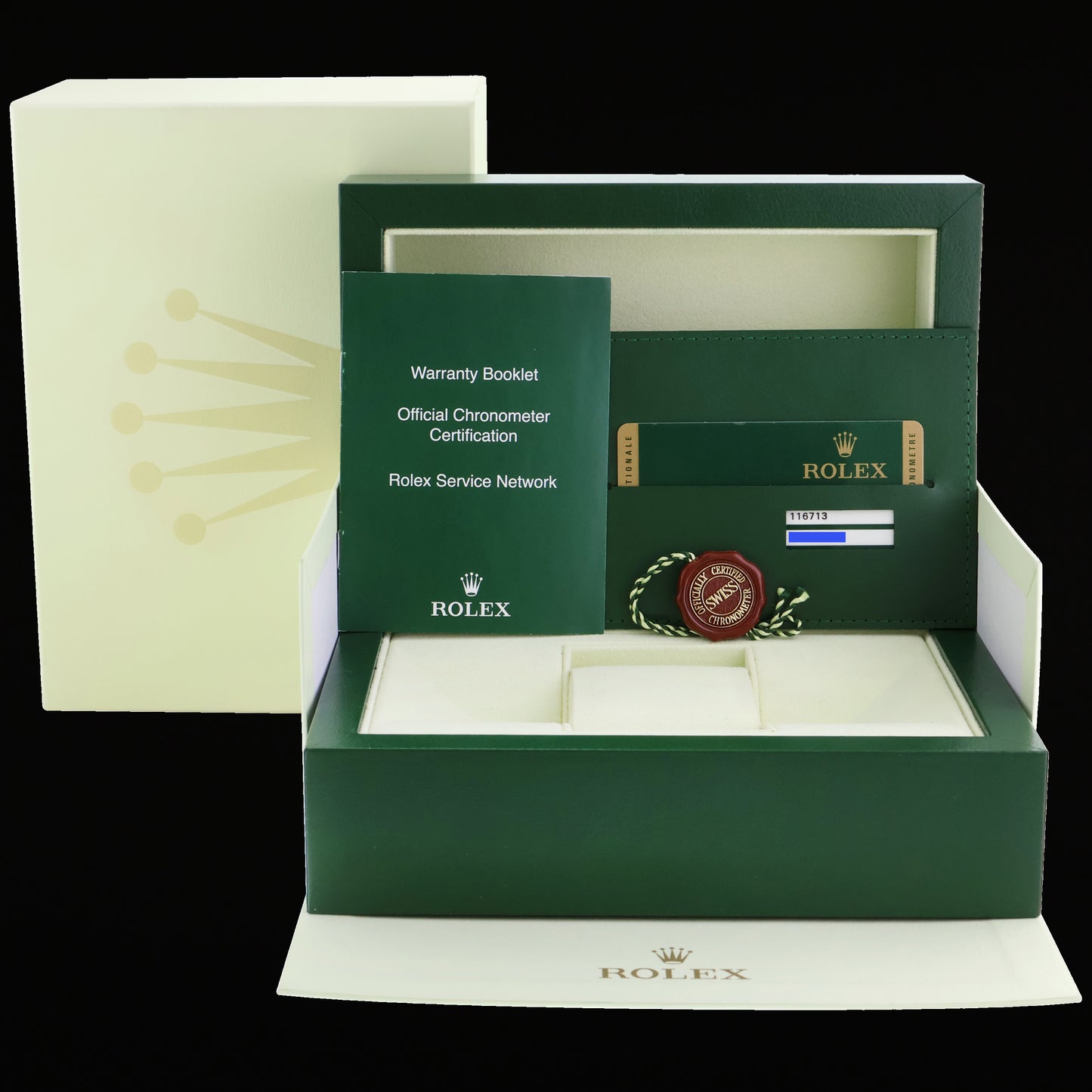 MINT PAPERS 116713 Rolex GMT-Master II 2 Ceramic Black Two Tone Steel Gold Watch Box