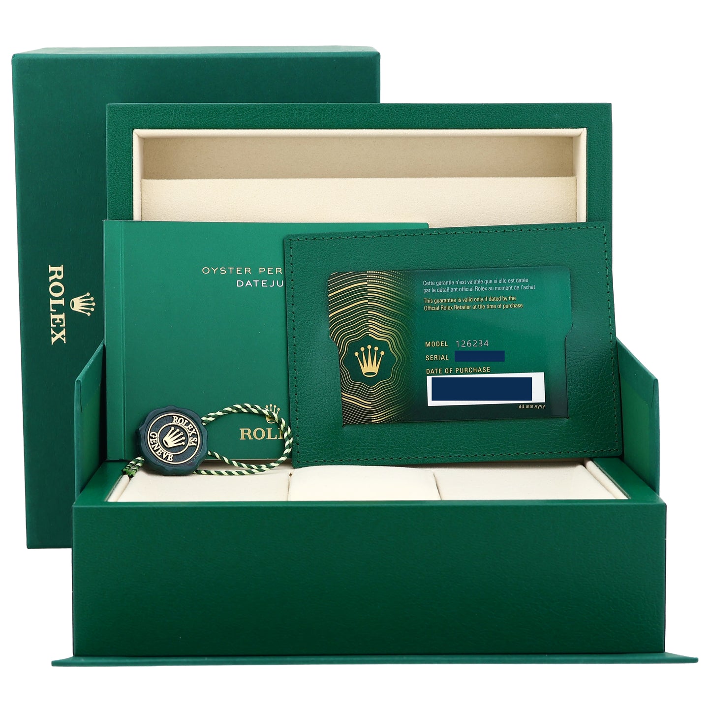 2026 NEW PAPERS Rolex DateJust 41 White Stick 126334 Steel Fluted Gold Jubilee Watch Box