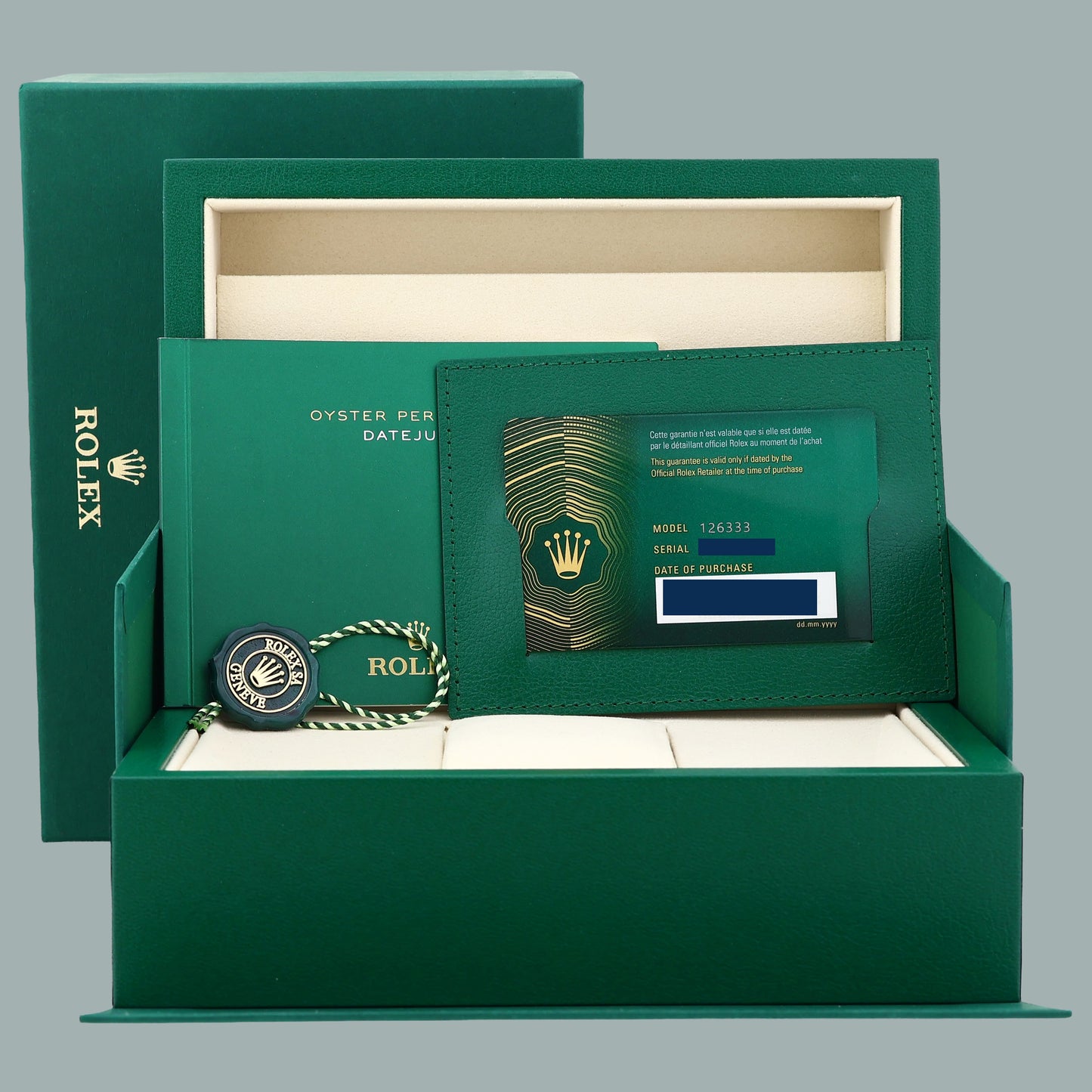 2026 NEW 126333 Rolex DateJust 41 Two Tone Jubilee Gold 41m Green Roman Watch Box
