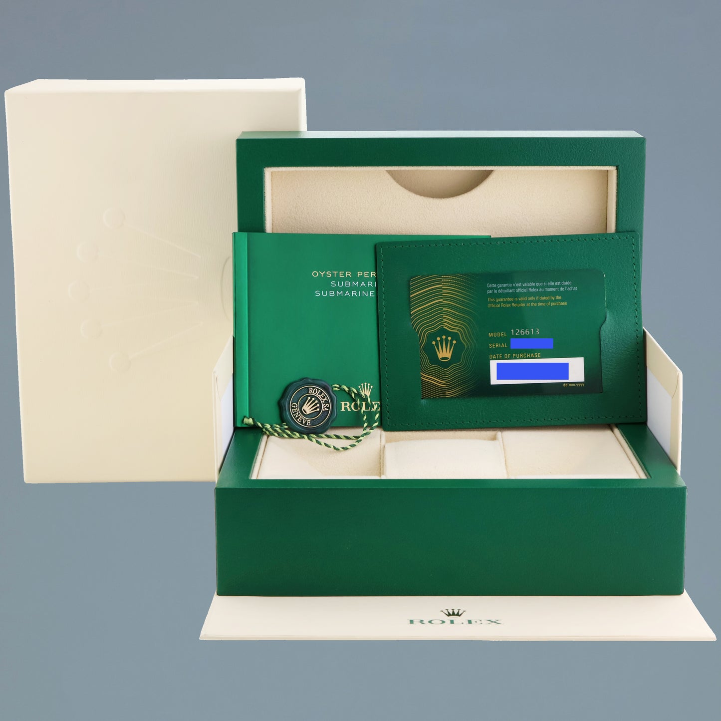 2023 NEW PAPERS Rolex Submariner 41mm Blue 126613LB Two Tone Gold Steel Watch Box