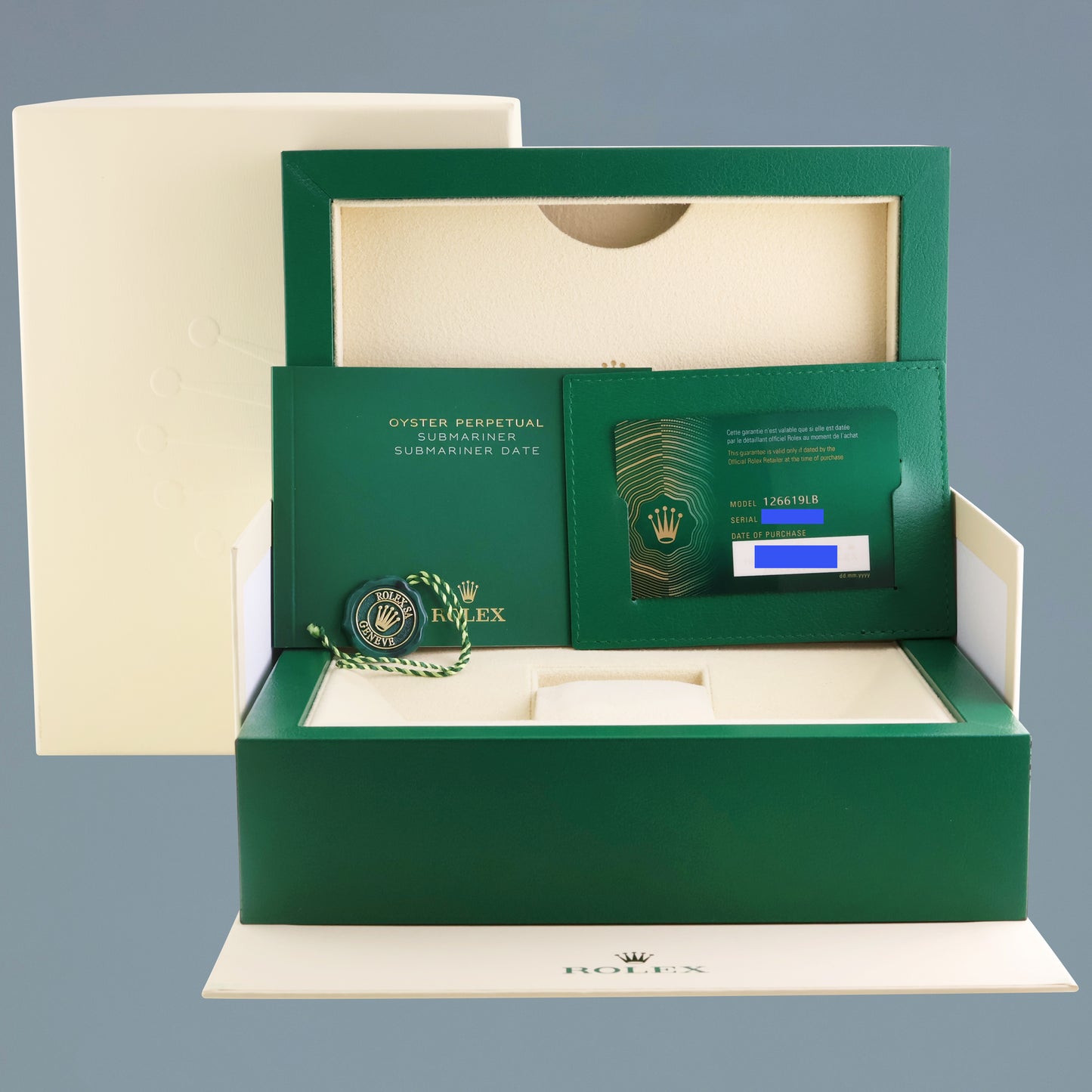 2024 NEW PAPERS Rolex Submariner Blue Cookie Monster 126619 Gold 41mm Watch Box