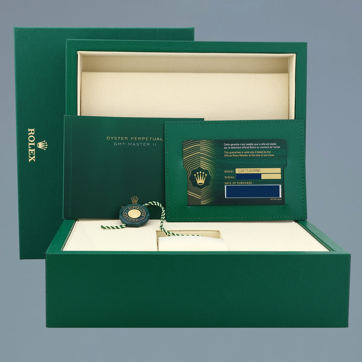 SEPT 2026 NEW PAPERS Rolex 126710GRNR GMT Master II Bruce Wayne Oyster Watch Box