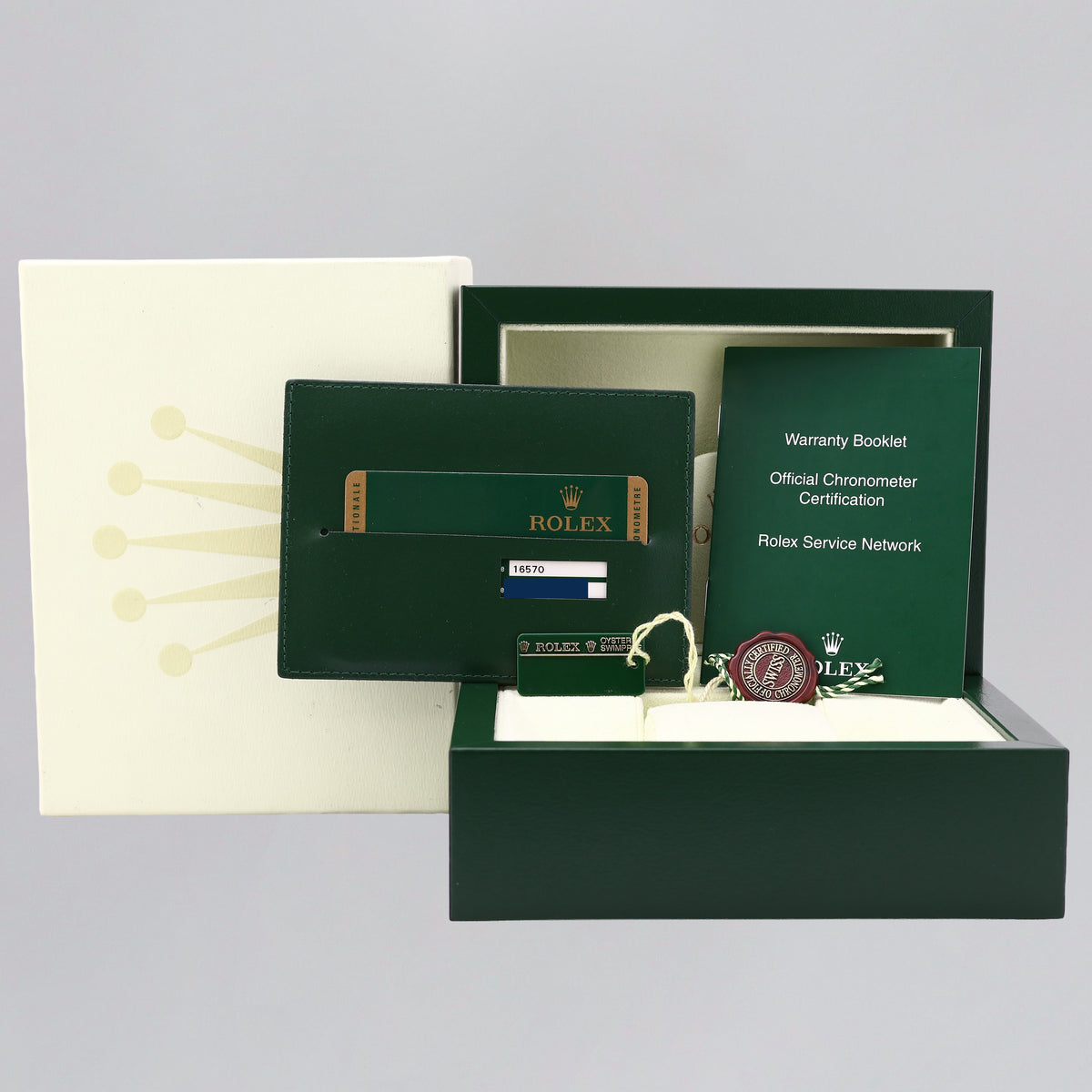 2008 PAPERS MINT Rolex 16570 Explorer II White 40mm No Holes Polar GMT Watch Box