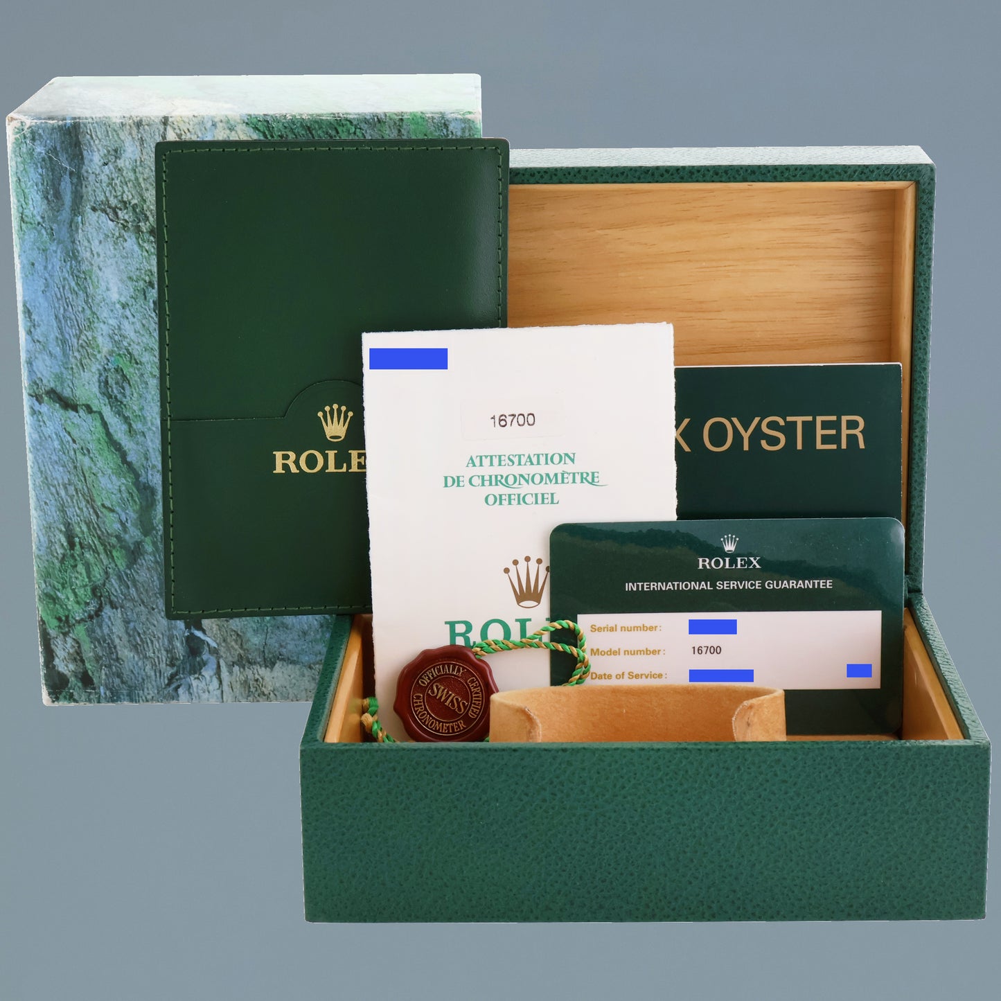 PAPERS 2016 RSC SERVICE Rolex GMT-Master Pepsi Blue Red 40mm Steel 16700 Watch Box