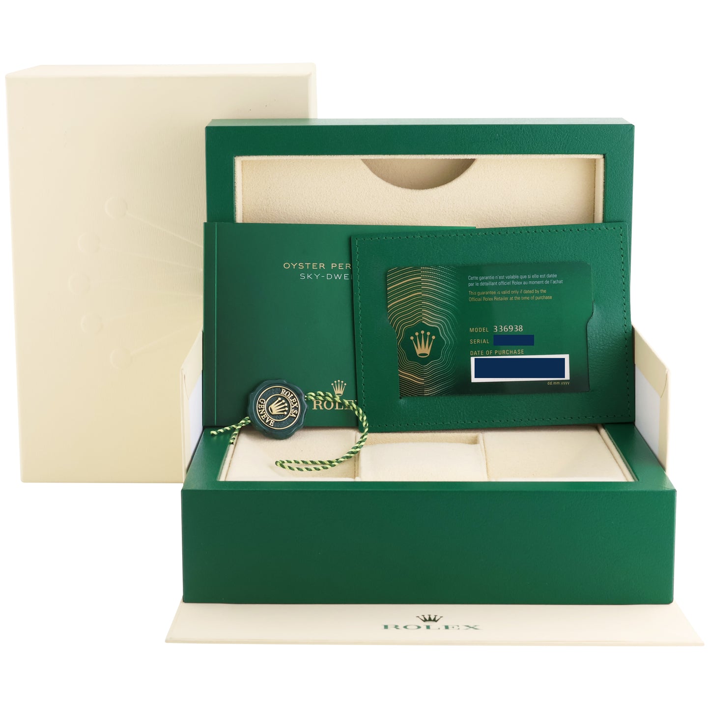 2023 MINT Rolex Sky-Dweller Yellow Gold Black Oysterflex 336238 Watch Box