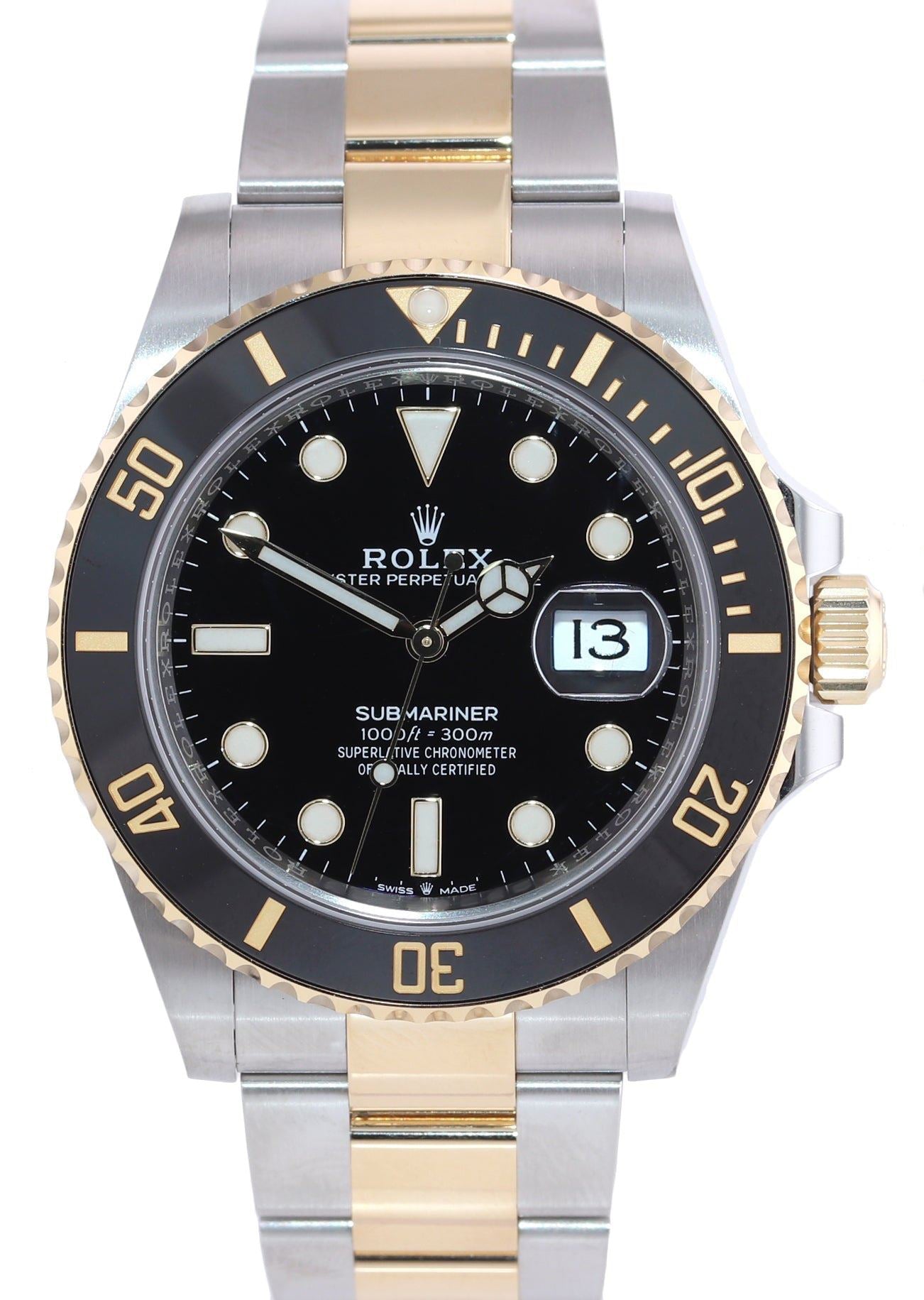2022 Rolex Submariner 41mm Ceramic Black 126613LN Two Tone Yellow Gold Steel Watch