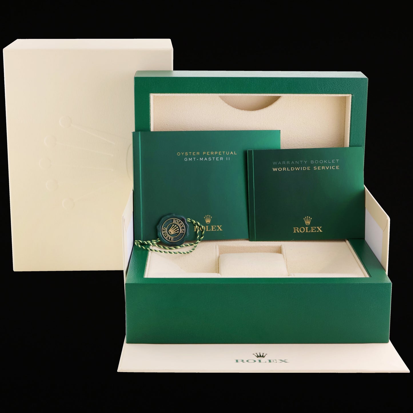 MINT Rolex GMT-Master II 2 Ceramic Green Dial 116718 Yellow Gold Watch Box