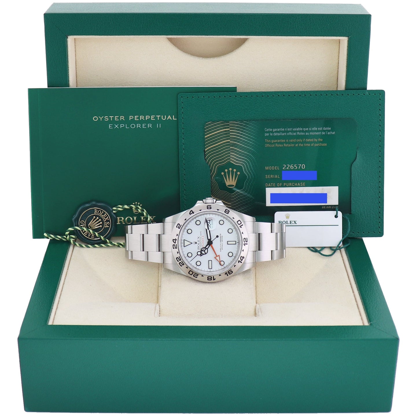 2024 NEW PAPERS Rolex 226570 Explorer II White Polar Steel Date 42mm Watch Box
