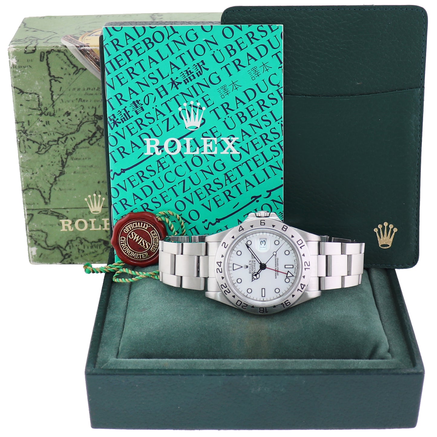 TRITIUM Rolex Explorer II White 16570 40mm Polar Stainless Steel GMT Watch Box