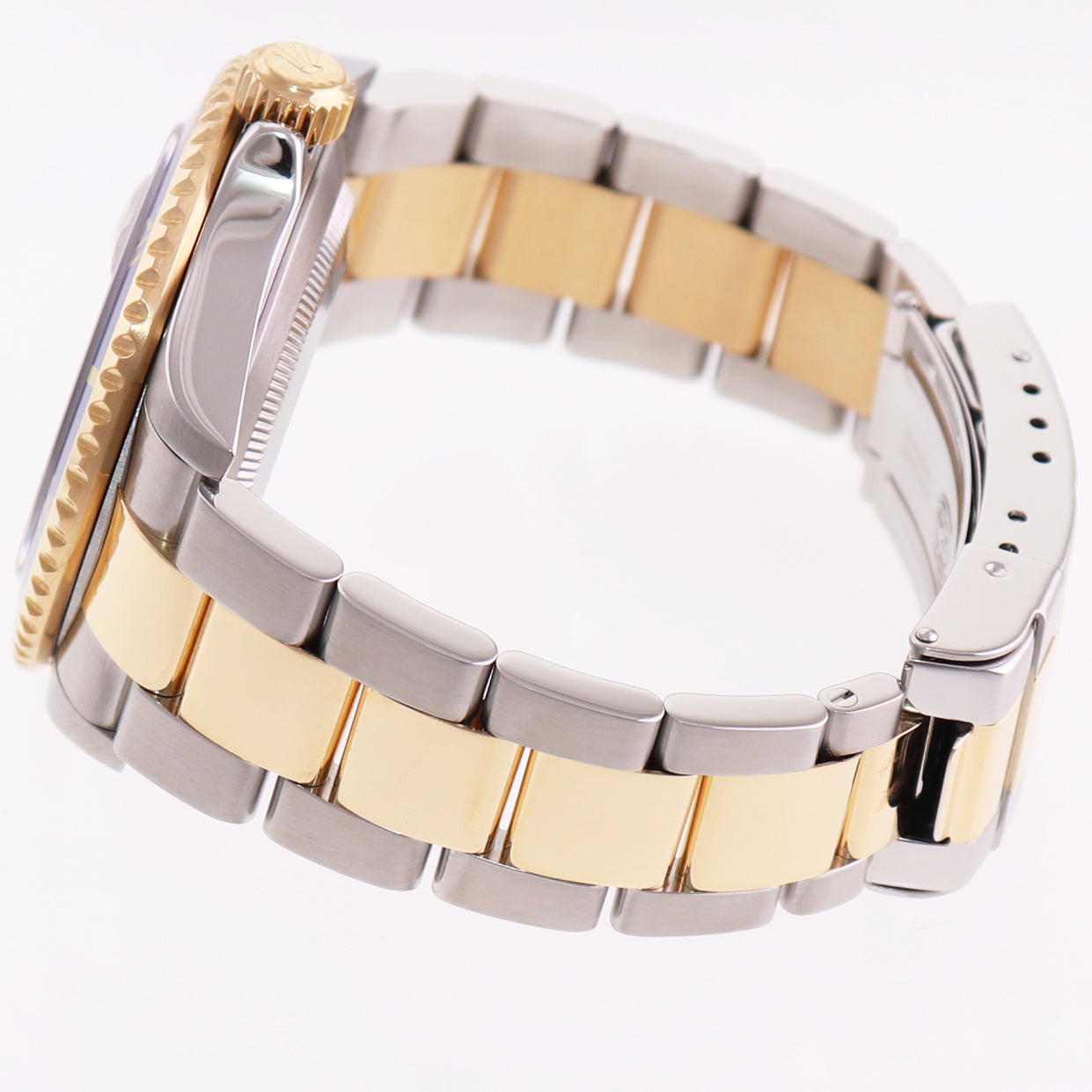 2005 Rolex Submariner 16613 Gold Steel Two Tone Gold Buckle Sunburst Blue Watch