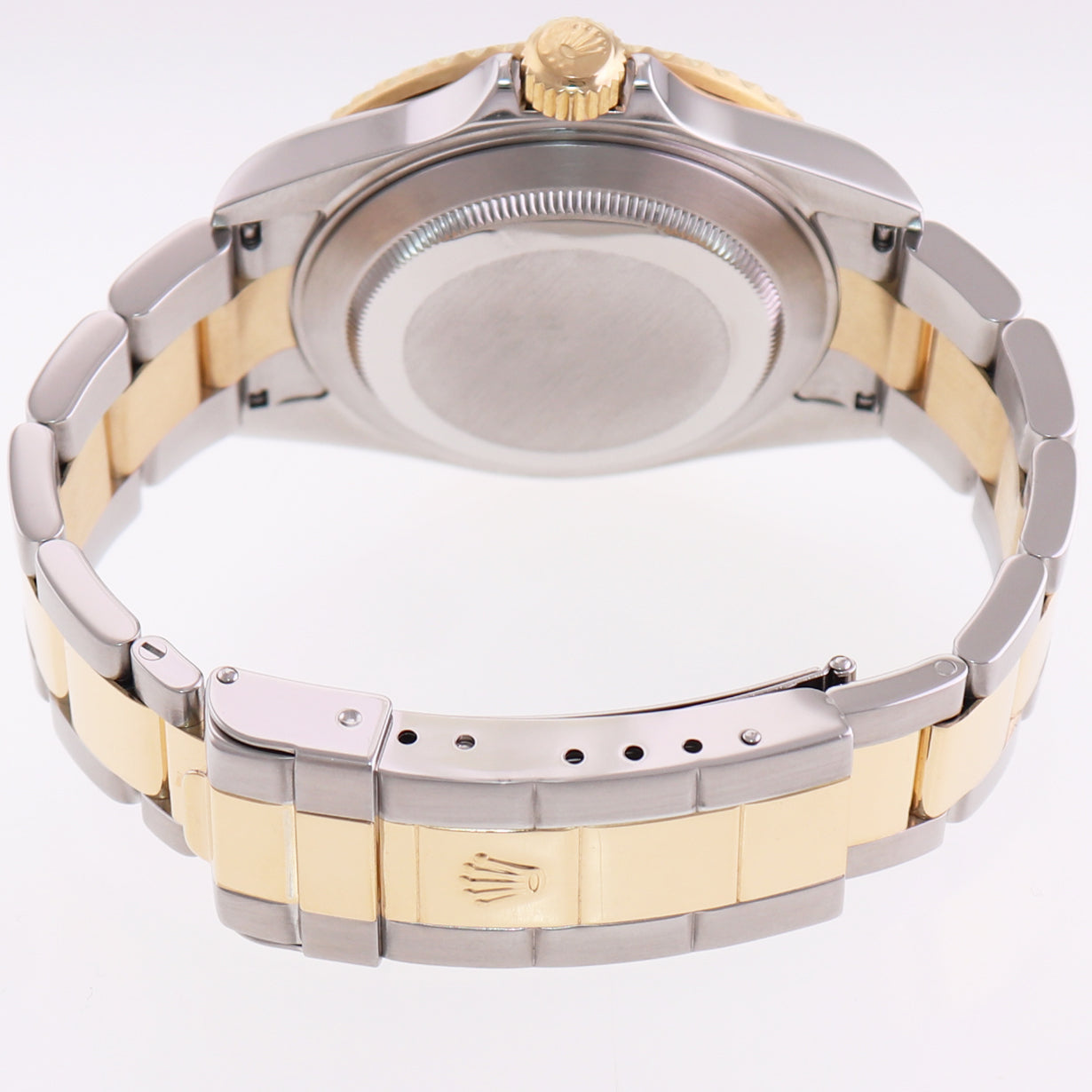 2005 Rolex Submariner 16613 Gold Steel Two Tone Gold Buckle Sunburst Blue Watch