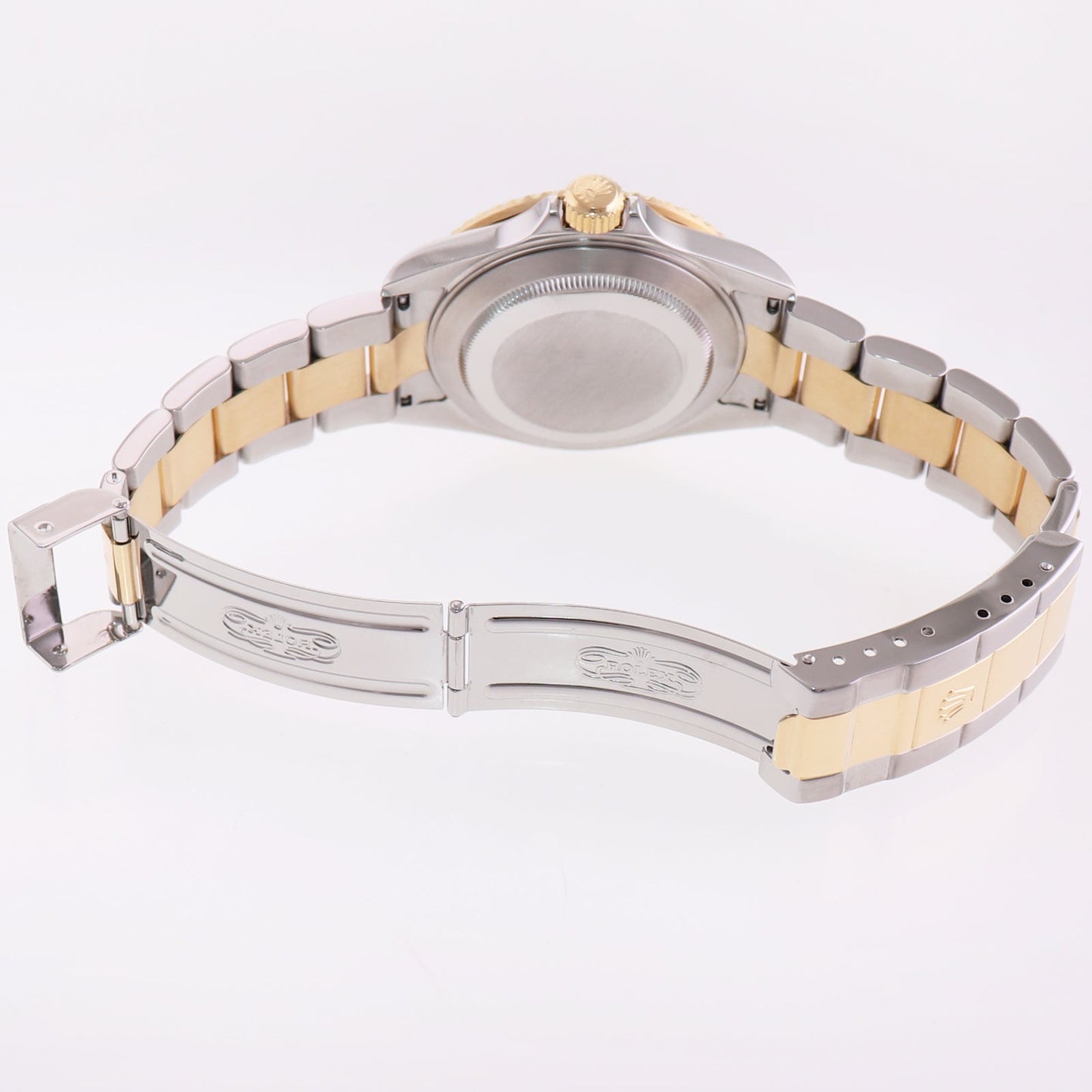 2005 Rolex Submariner 16613 Gold Steel Two Tone Gold Buckle Sunburst Blue Watch