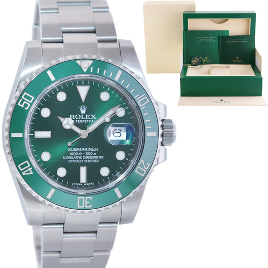 2019 MINT Rolex Submariner Hulk 116610LV Green 40mm Ceramic Watch Box