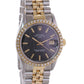DIAMOND Bezel Rolex Oyster Perpetual Date Two Tone Steel Gold Black Stick Watch 15053
