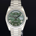 2024 MINT Rolex Platinum Fluted President 40mm Olive Green Roman 228236 Watch Box