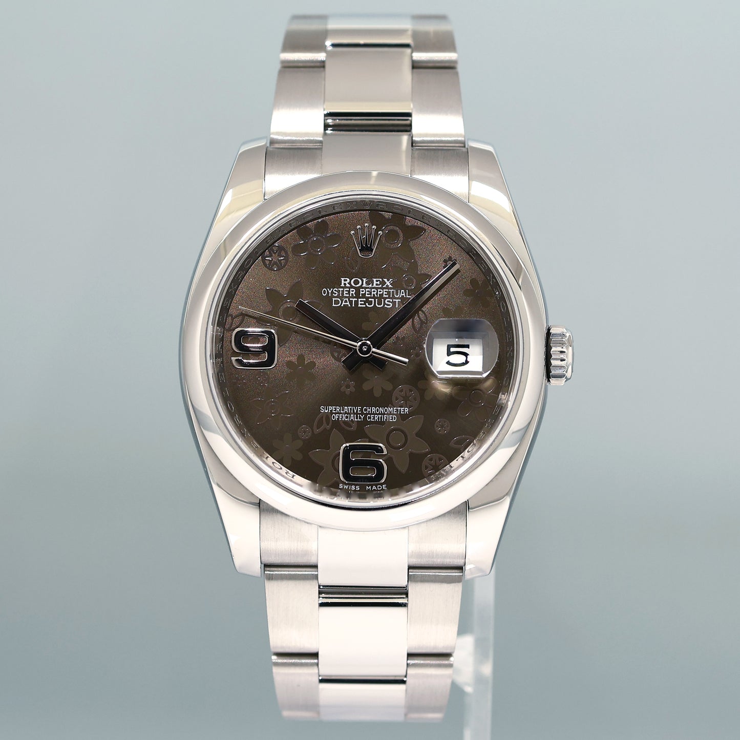 MINT 2014 Rolex DateJust 36mm 116200 Steel Oyster Floral Flower Dial Watch Box