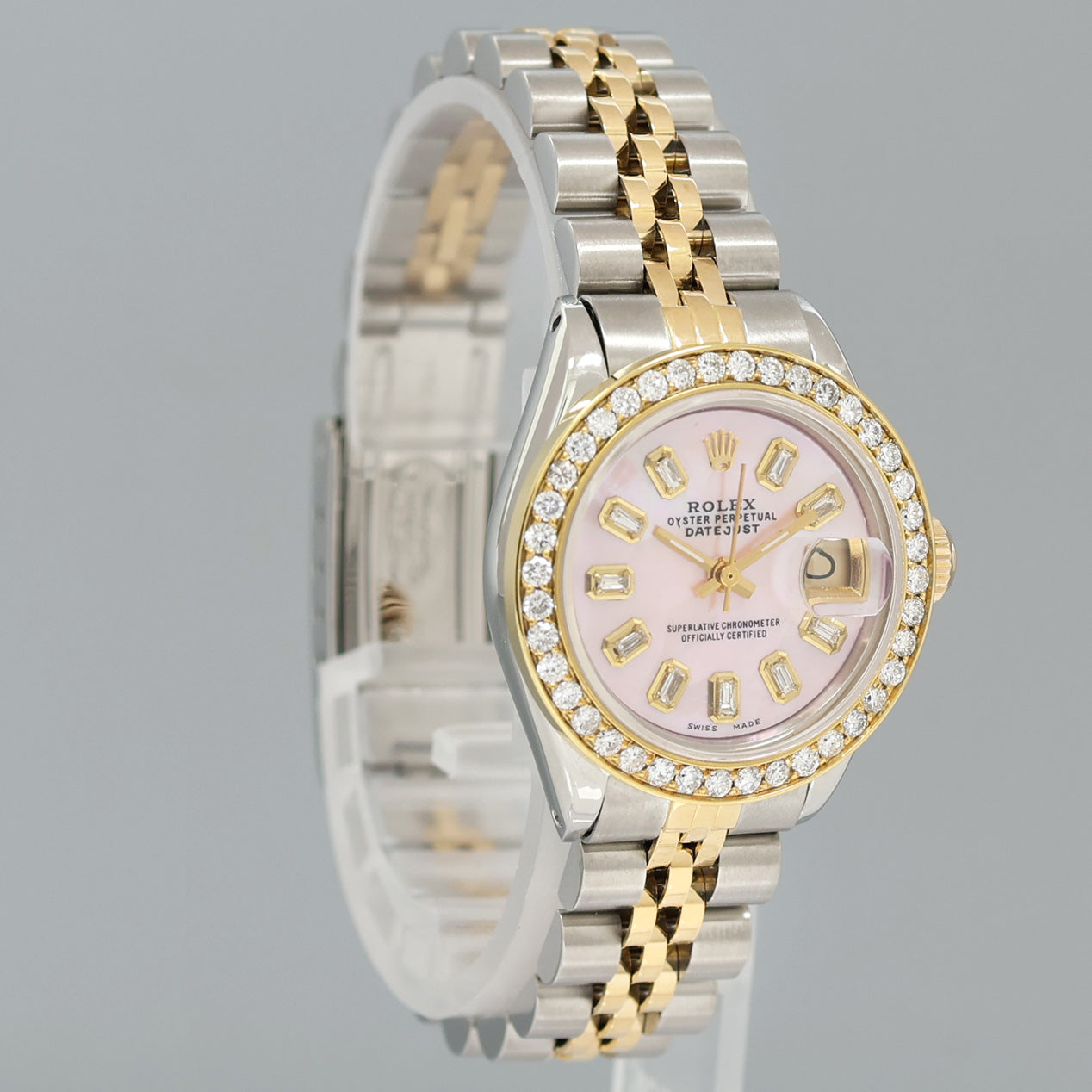Diamond Ladies Rolex DateJust 26mm 6917 Two Tone Gold Mother of Pearl Jubilee Watch