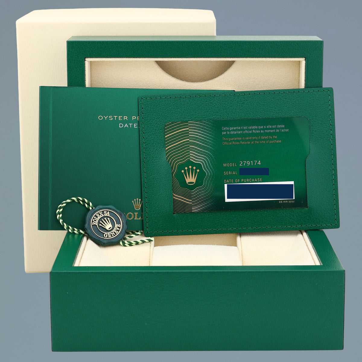 MINT 2023 PAPERS Ladies Rolex 279174 DateJust 26mm MOP Diamond Fluted Jubilee Watch
