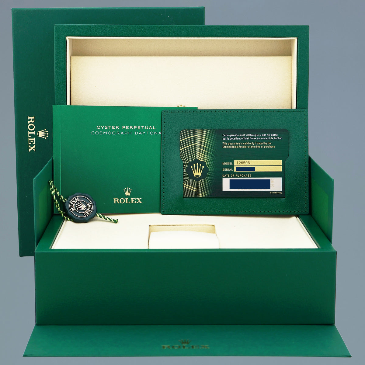 2026 NEW PAPERS Rolex Daytona 126506 Platinum Glacier Blue Ceramic Bezel Watch Box