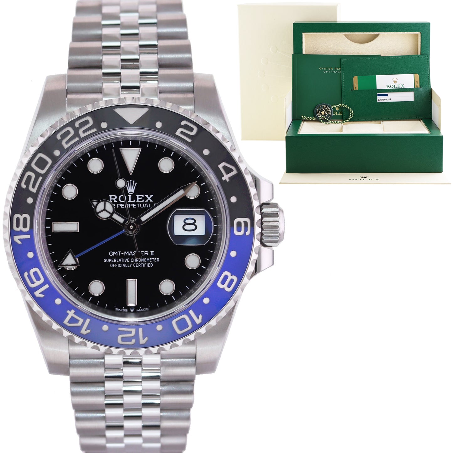 MINT 2020 Papers 126710 BLNR Rolex GMT Master Batman Blue Jubilee Ceramic Watch Box