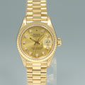 MINT Champagne Diamond Ladies Rolex DateJust President 26mm 69178 Yellow Gold Watch