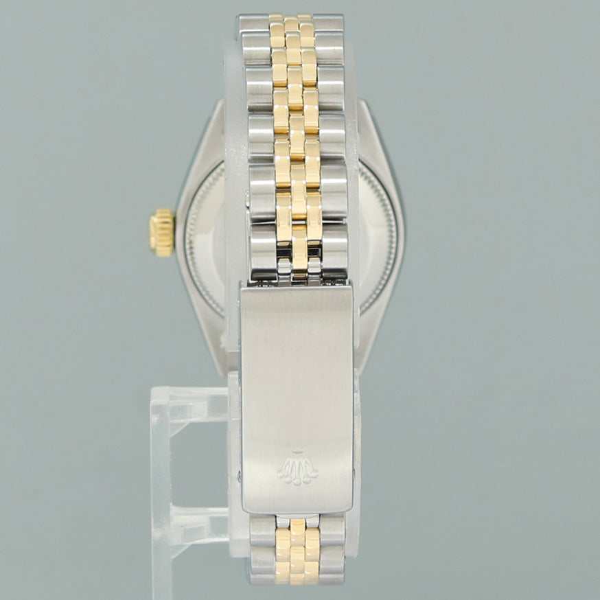 PAPERS MINT Ladies Rolex 69173 DateJust 26mm White Roman Two Tone Yellow Gold Jubilee Watch