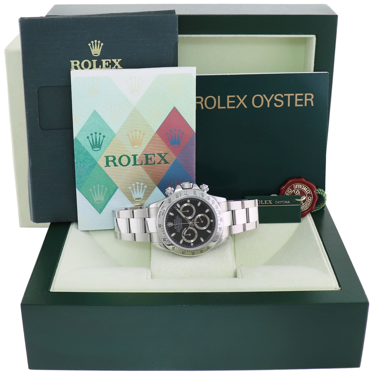 2006 MINT PAPERS Rolex Daytona 116520 Black Dial Steel Chronograph 40mm Watch Box