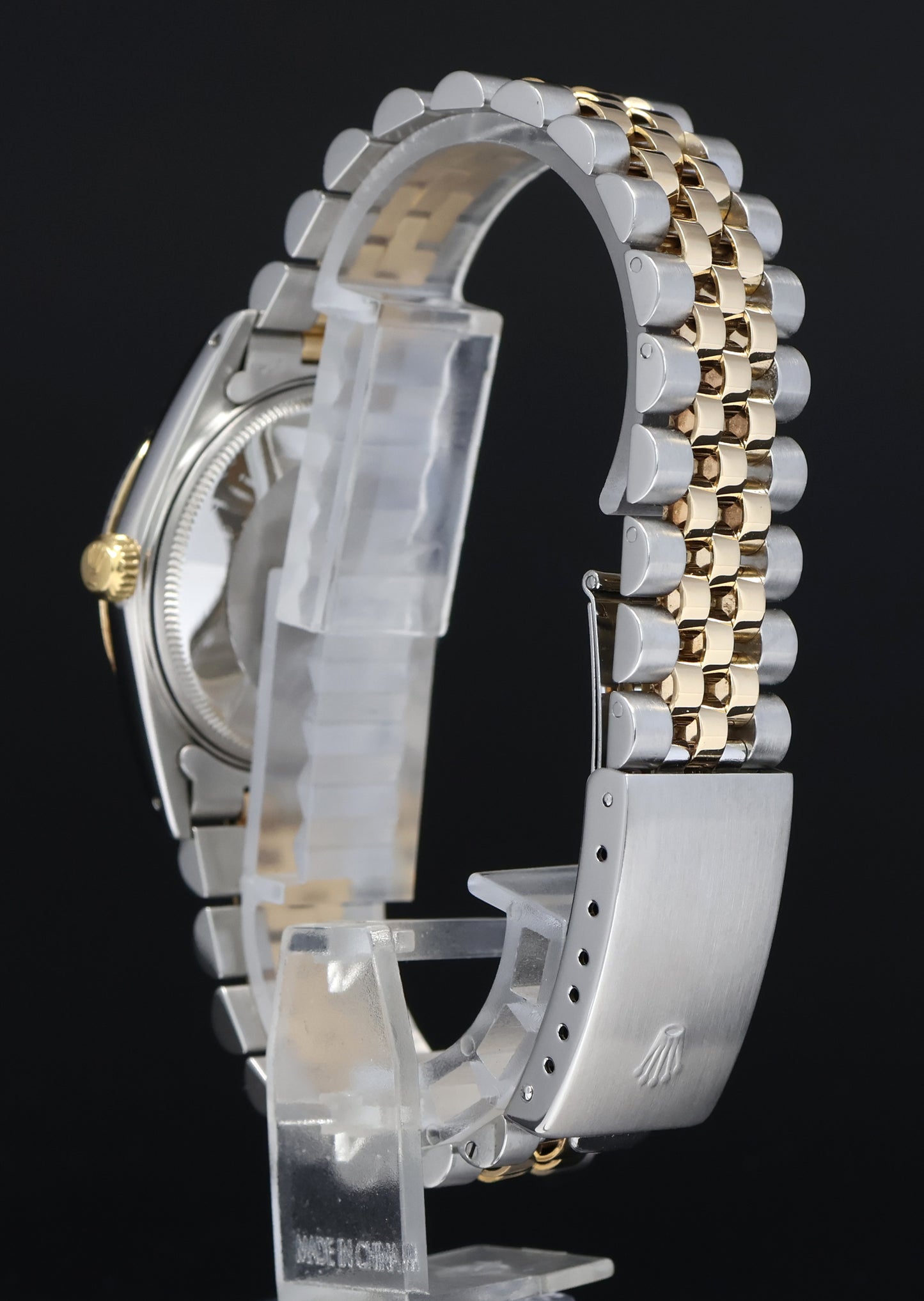 MINT Rolex Oyster Perpetual Date Two Tone Steel Gold White Roman Jubilee Watch 15053