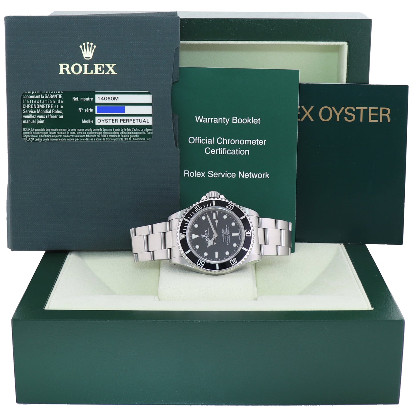 PAPERS 2008 MINT Rolex Submariner No-Date 4 Line Dial 14060M Steel Black Watch Box