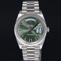2021 MINT Papers Rolex Day Date 40 White Gold President GREEN OLIVE 228239 Watch