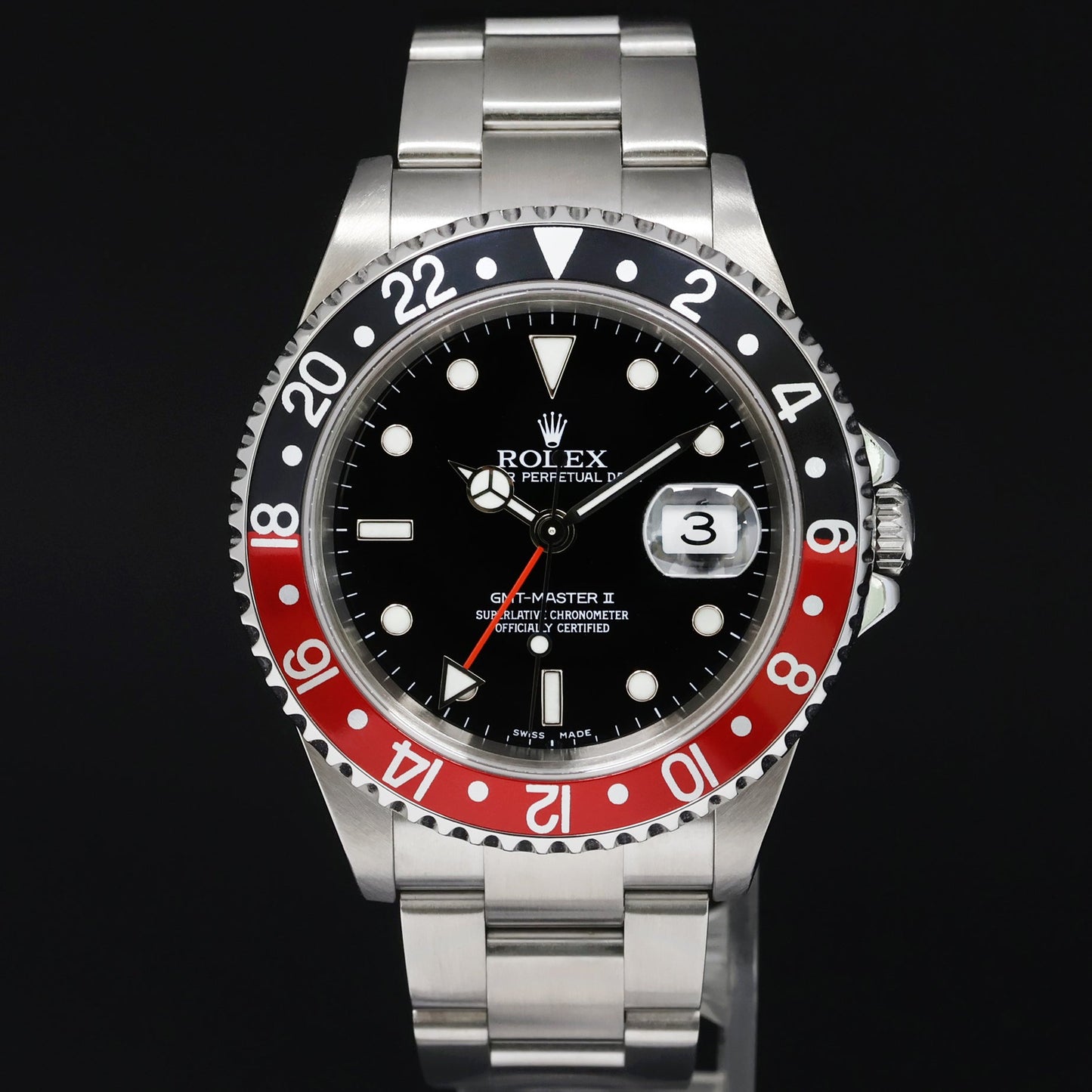 MINT 2005 PAPERS Rolex GMT-Master II Coke Red Black Steel 16710 40mm Watch Box