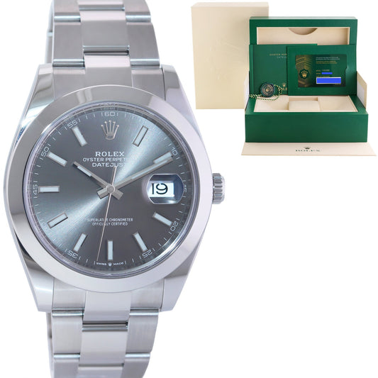 2022 NEW PAPERS Rolex DateJust 41mm 41 Steel 126300 Rhodium Stick Oyster Watch Box