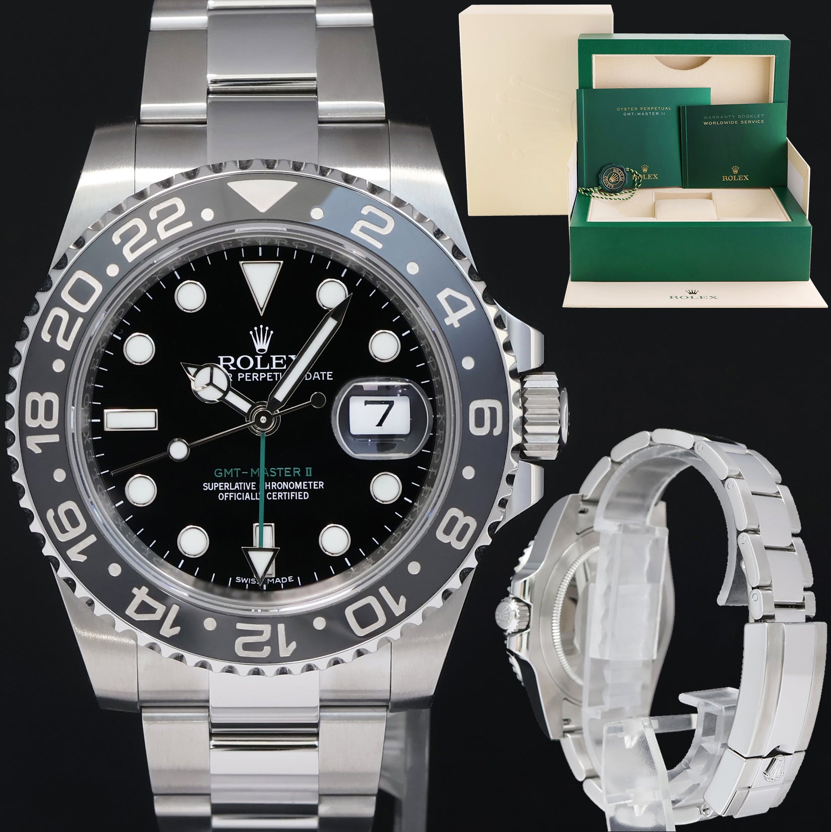 MINT Rolex GMT Master II 116710 Steel Ceramic 40mm Black Dial Green Hand Watch Box