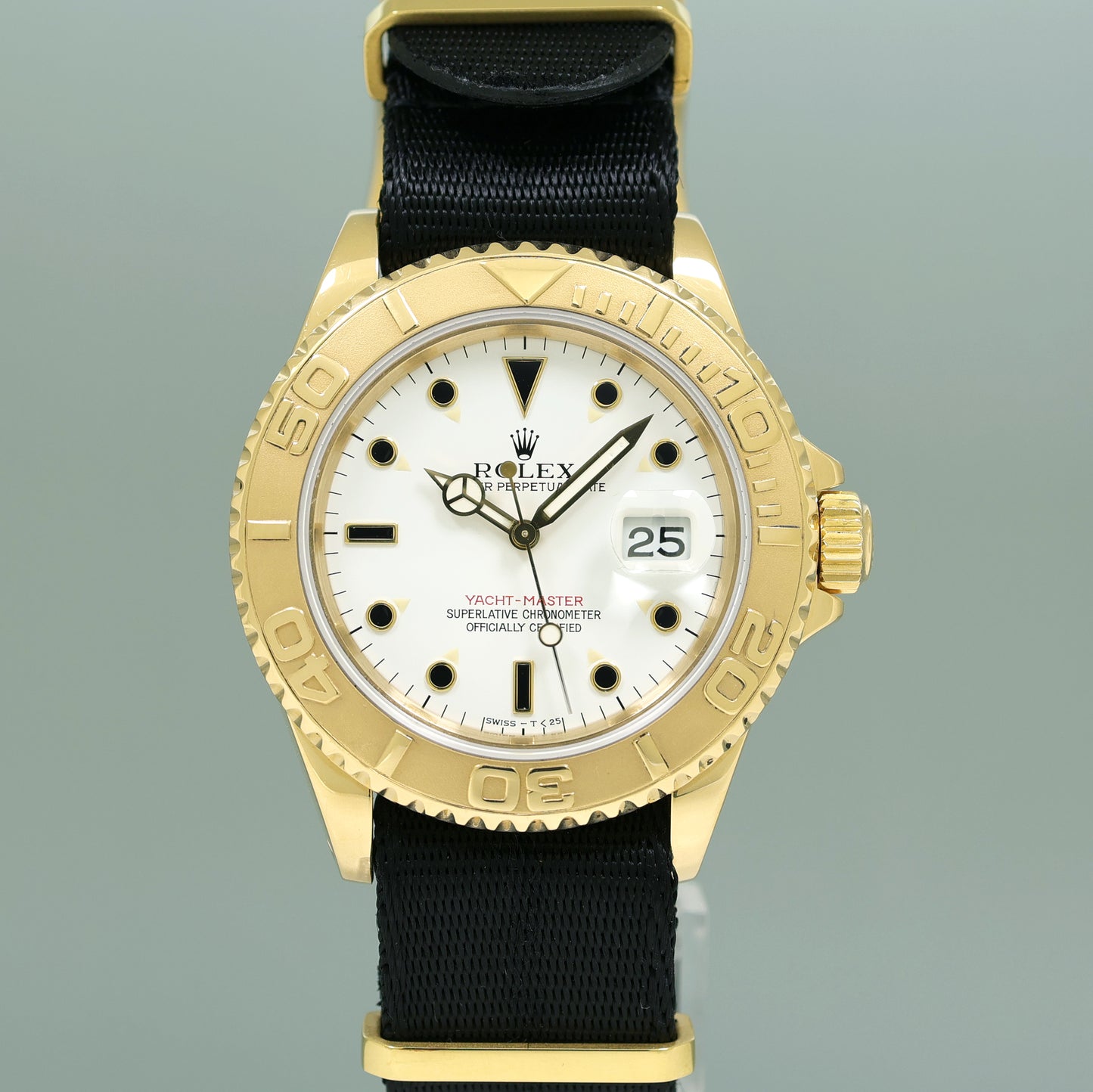 Rolex Yacht-Master Yellow Gold 16628 White Dial Nato 40mm Watch Box
