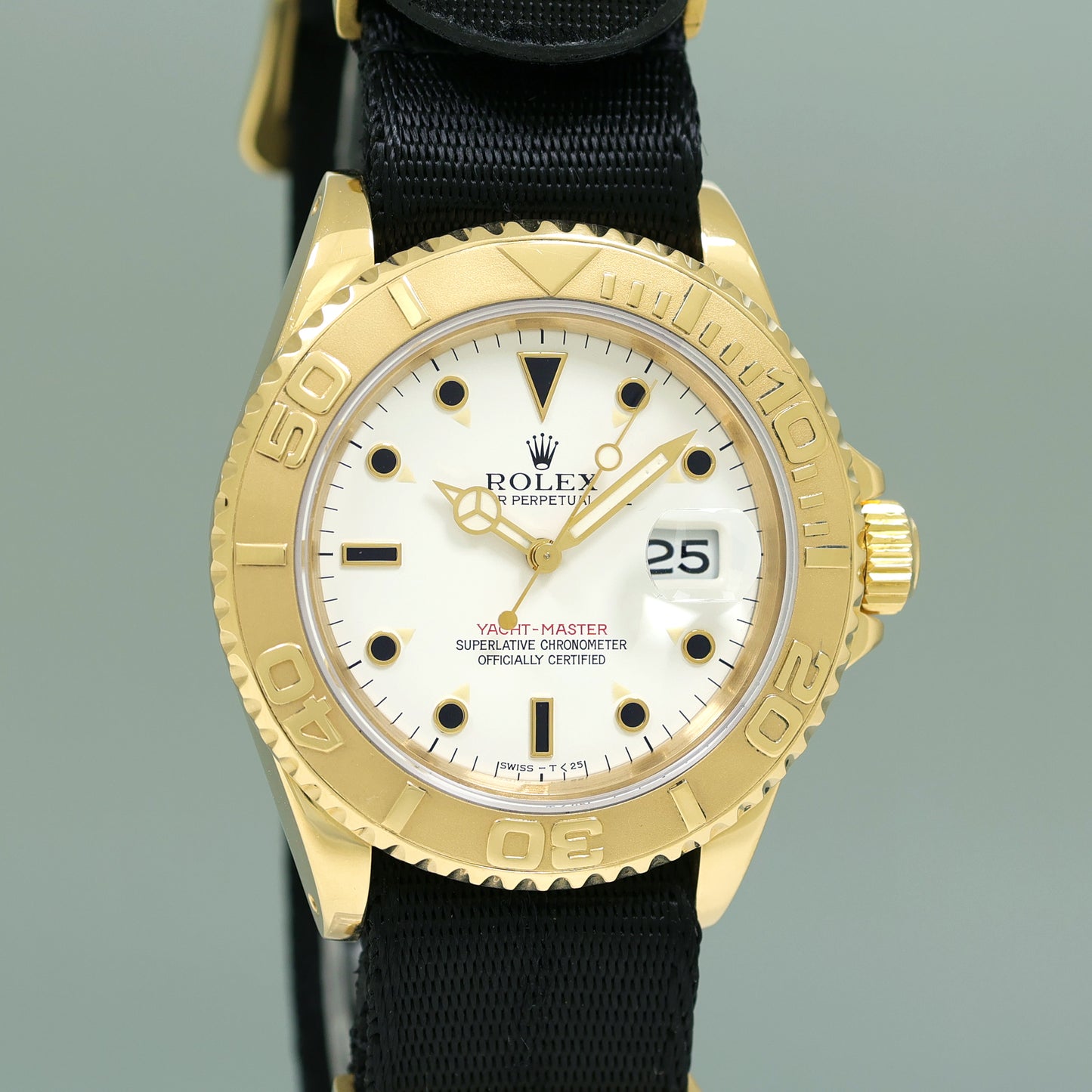 Rolex Yacht-Master Yellow Gold 16628 White Dial Nato 40mm Watch Box