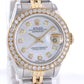 Diamond Ladies Rolex DateJust 26mm 69173 Two Tone Gold Steel Mother of Pearl Watch