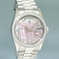 2007 PAPERS Rolex 118346 Platinum President MOP Diamond Bezel Day Date Watch