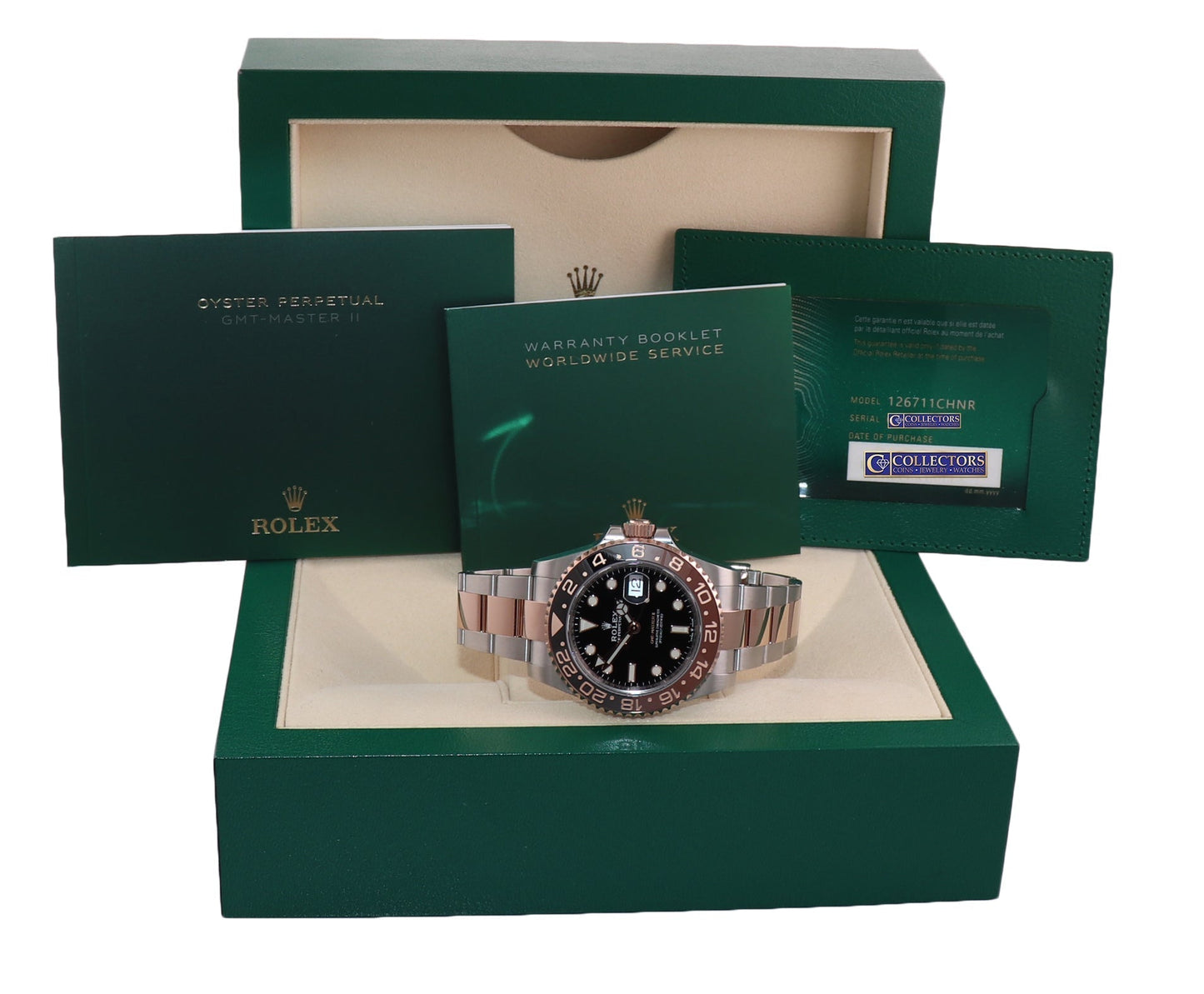 2024 NEW PAPERS Rolex GMT Master Two Tone Steel Root Beer Rose Gold 126711 Watch