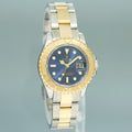 MINT Ladies Rolex Yacht-Master 169623 Two Tone Yellow Gold 29mm Blue Watch Box