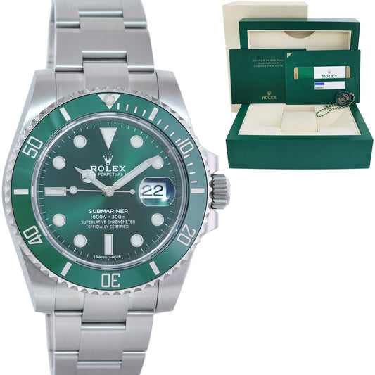 MINT 2019 PAPERS Rolex Submariner Hulk 116610LV Green Dial Ceramic Watch Box