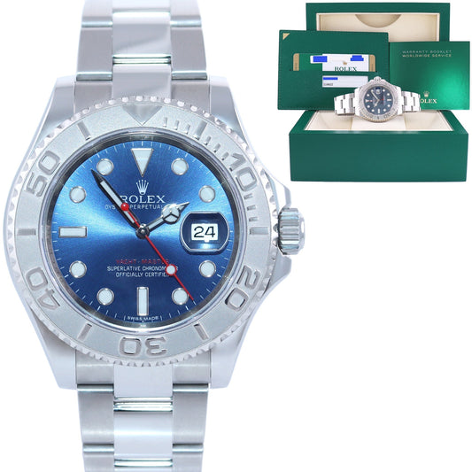2019 PAPERS Rolex Yacht-Master 116622 Steel Platinum Blue 40mm Watch Box