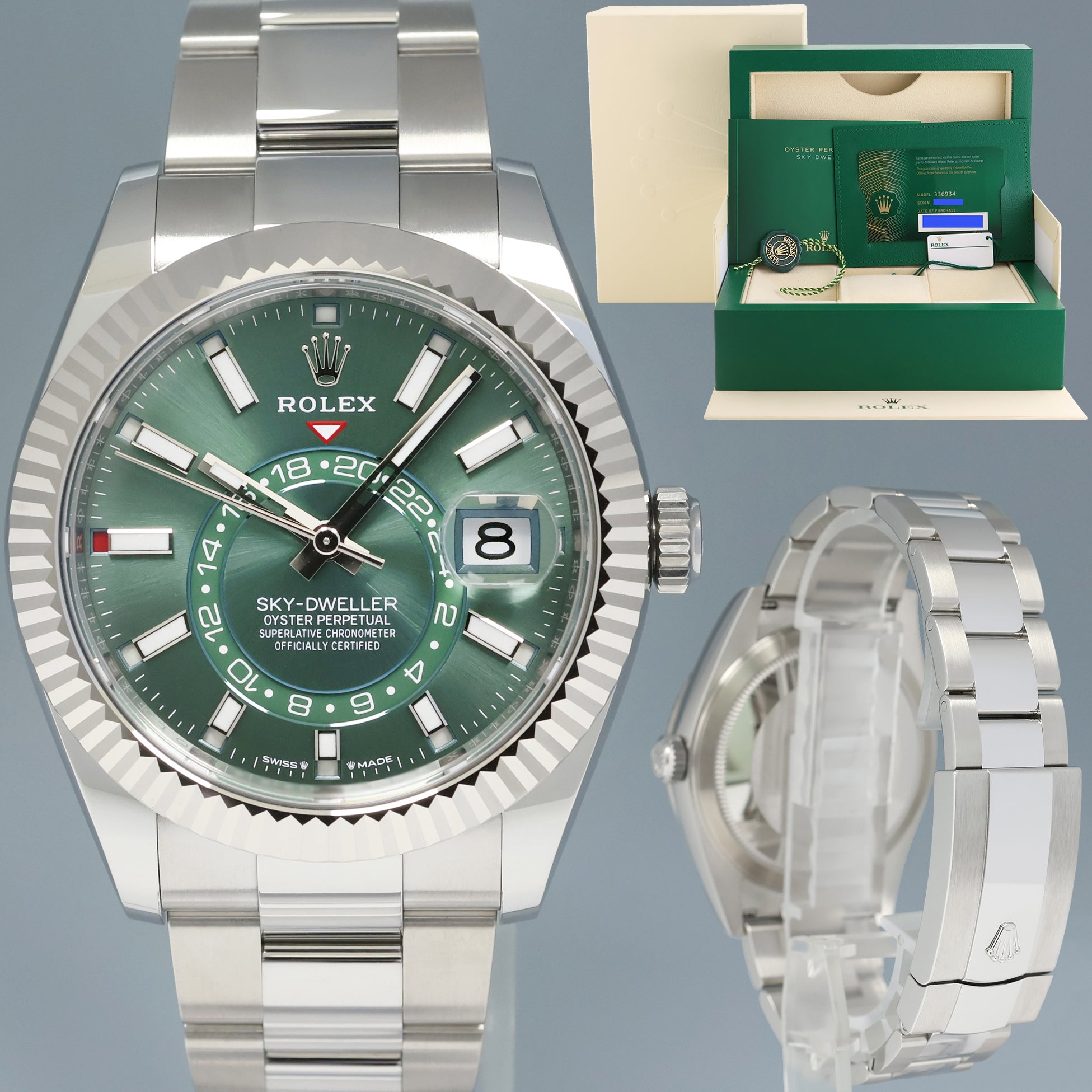 2023 NEW PAPERS Rolex Sky-Dweller Steel Green Oyster Fluted