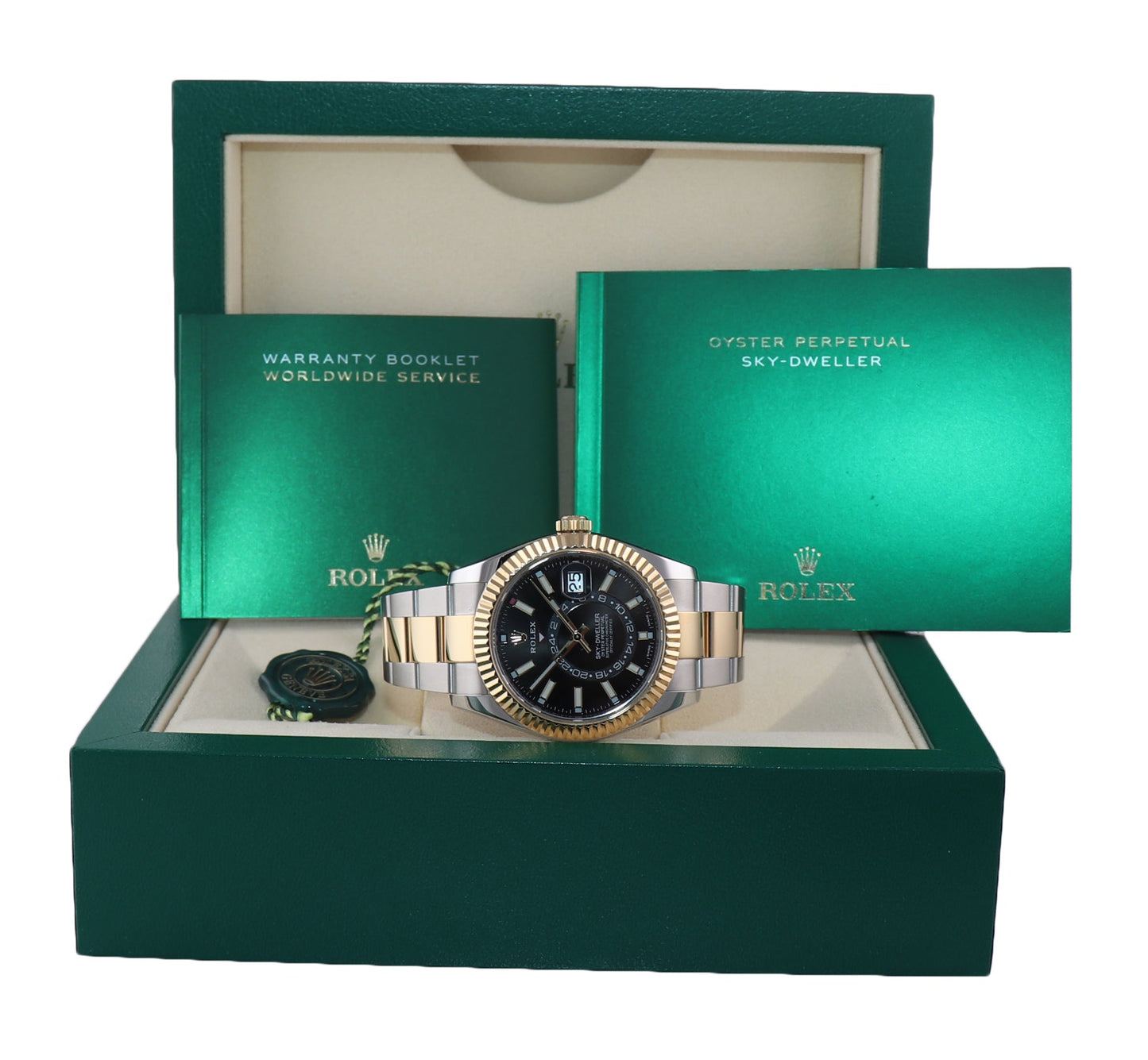 2022 MINT Rolex Sky-Dweller 326933 Black Two Tone Gold Steel 42mm Watch Box