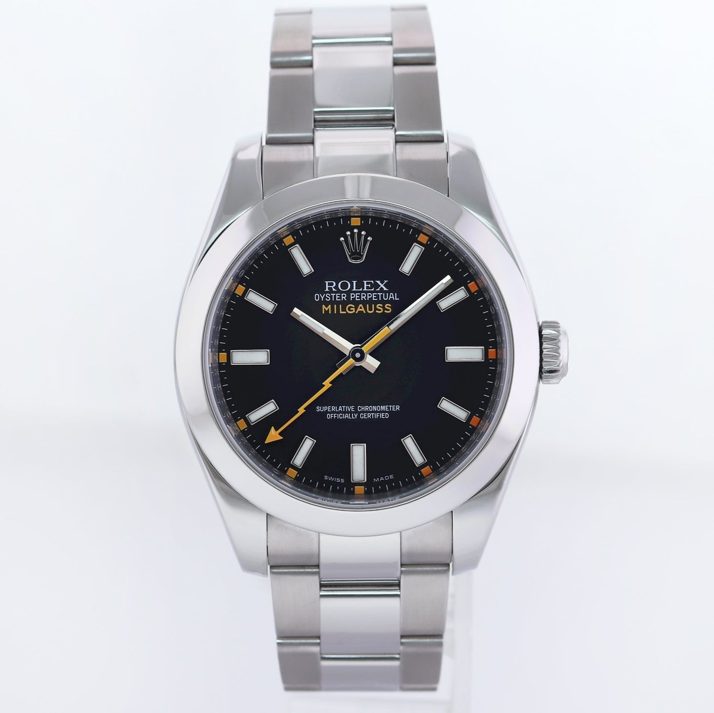 MINT Rolex Milgauss 40mm Orange Black 116400 Stainless Steel Watch Box