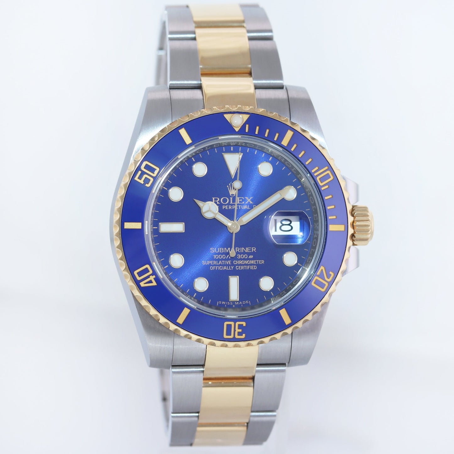 2017 MINT PAPERS Rolex Submariner Blue Ceramic 116613 Two Tone Gold Watch Box
