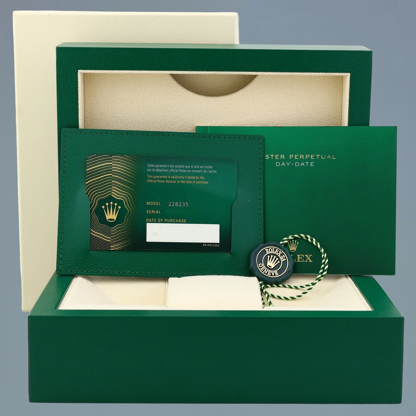 2024 NEW PAPERS Rolex President 40mm Rose Gold Sundust Roman 228235 Watch Box