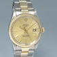 MINT Rolex Oyster Perpetual Date Two Tone Steel Gold Champagne Oyster Watch 15053